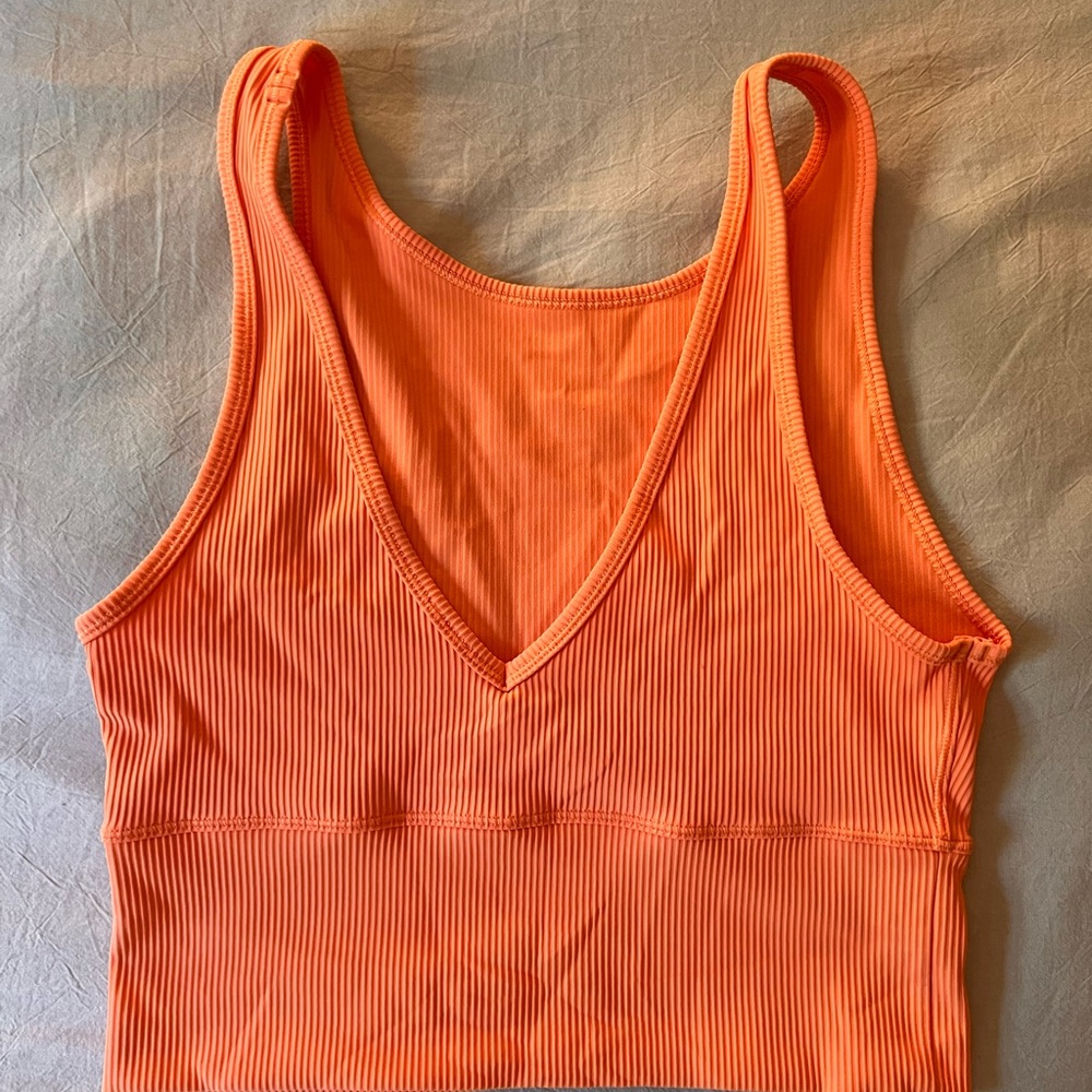 Lululemon Athletica Bright Orange Ribbed Tank Top - Picture 2 of 2